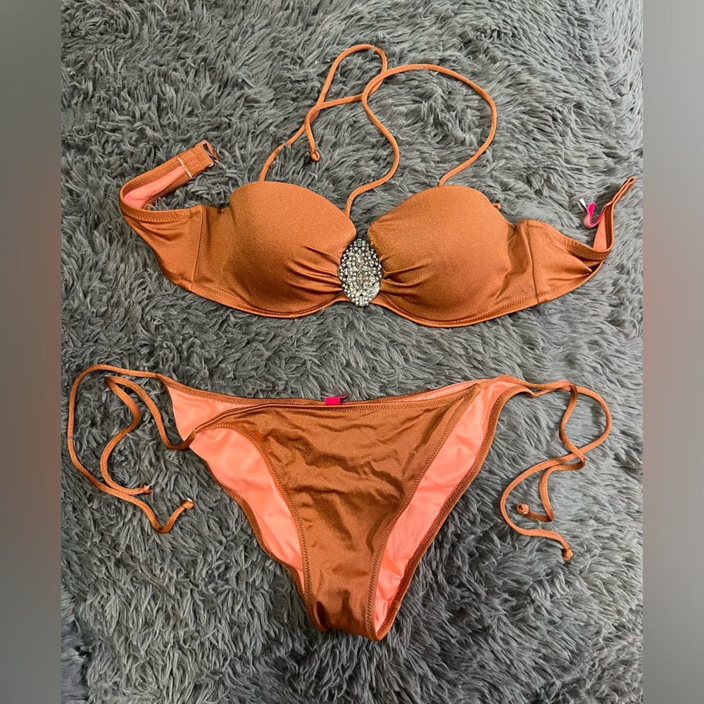 Victoria's Secret Brown Bikini with Crystal Detail